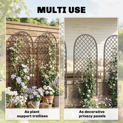 Outsunny Garden Trellis, Decorative Trellis Panels for Climbing Outdoor Plants, Vegetables, Vines, Flowers, Natural Wood Finish 