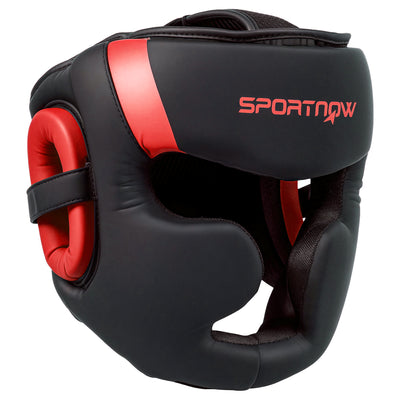 SPORTNOW Boxing Headguard, Boxing Headgear Helmet with Adjustable Strap for Full Face Protection for Kickboxing Sparring Martial Arts Karate Taekwondo, Red 