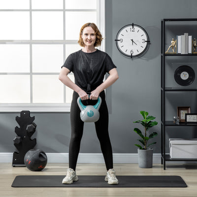 SPORTNOW Kettlebell, 10kg Kettle Bells with Handle for Home Gym Weight Lifting and Strength Training, Light Blue and Grey 