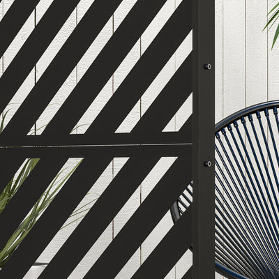 Outsunny 6.5FT Decorative Outdoor Divider, Metal Privacy Screen with Stand, Triangle Style, Black 