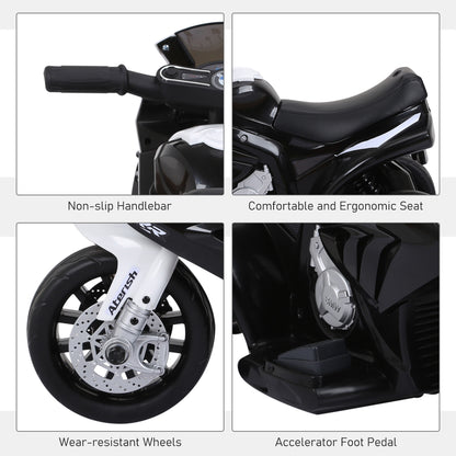HOMCOM Electric Kids Ride on BMW Motorbike W/Headlights and Music, 6 V-Black 
