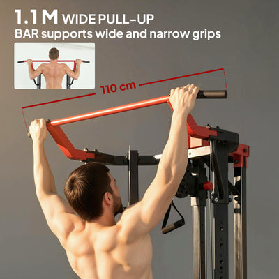 SPORTNOW Power Tower with Lat Pull Down Machine, Pull Up Bar, Dip Station, Adjustable Height Power Pack for Home Gym 