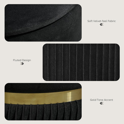 HOMCOM Velvet-Feel Storage Ottoman - Black 