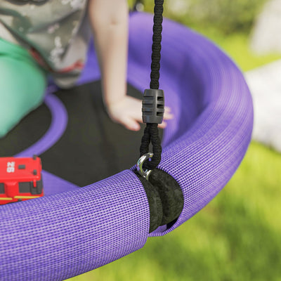 AIYAPLAY 100cm Diameter Nest Swing Seat for Kids with Height Adjustable Hanging Ropes for Outdoor, Playground, Garden, Purple 