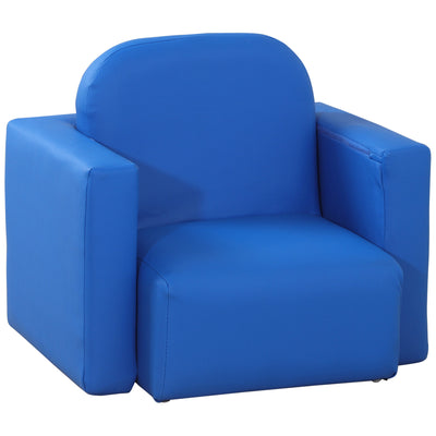 HOMCOM 2 In 1 Toddler Sofa Chair,  48 x 44 x 41 cm, for Game Relax Playroom, Blue 