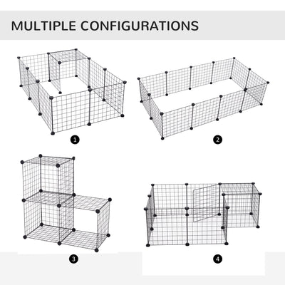 PawHut DIY Pet Playpen Metal Wire Fence 12 Panel Enclosure Indoor Outdoor Guinea Pig Bunny Small Animals Cage Black 