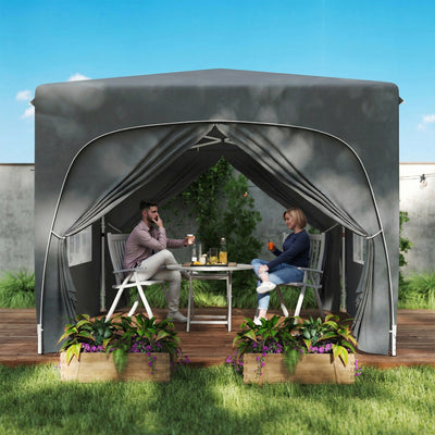 Outsunny 3 x 3m Pop-Up Gazebo Shelter, with Accessories - Dark Grey 