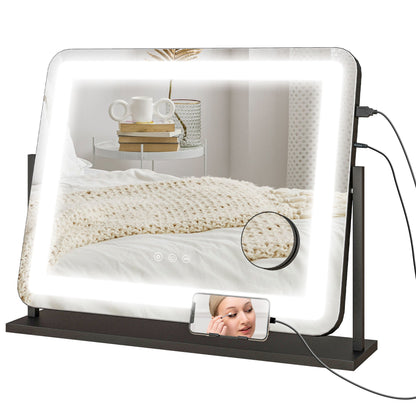 HOMCOM LED Light Tabletop Makeup Mirror, with Adjustable Settings 