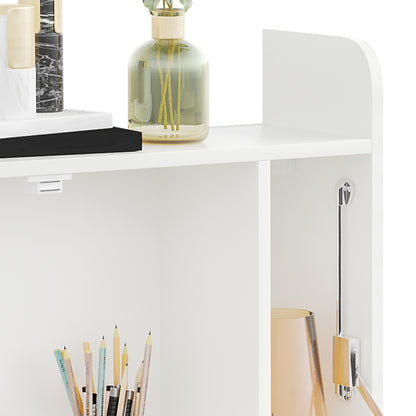 HOMCOM Wall Mounted Table, Drop Leaf Floating Laptop Desk with Space Saving Storage Compartments for Home Office and Study, 77cm x 20cm x 51cm, White 