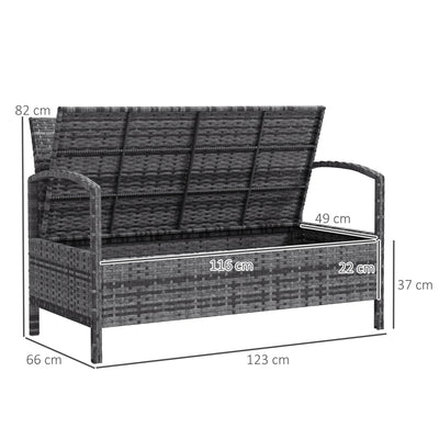 Outsunny 125L Storage Garden Bench, with Cushion - Grey 