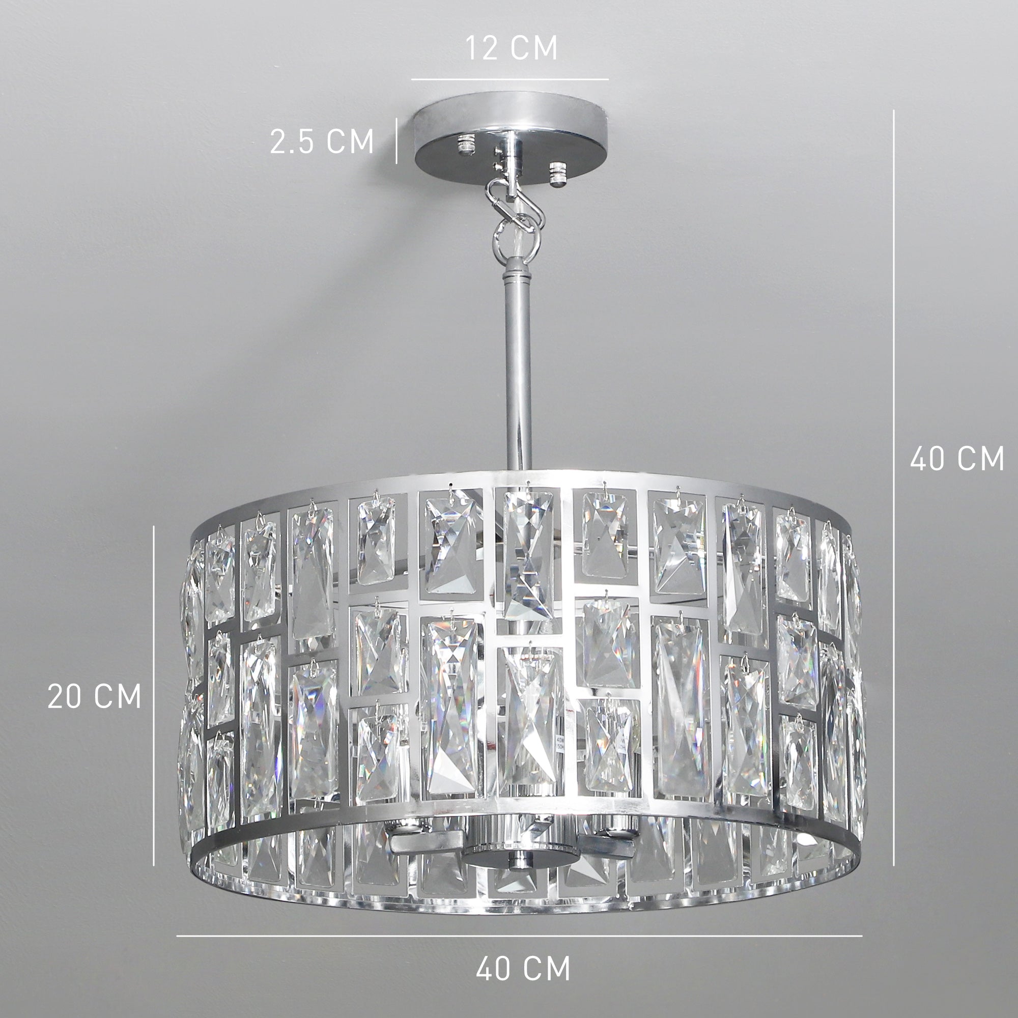 HOMCOM 72 Glass Crystallite Chandelier - Silver-Tone 
