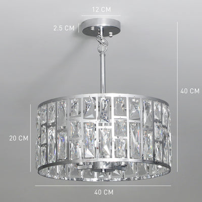 HOMCOM 72 Glass Crystallite Chandelier - Silver-Tone 