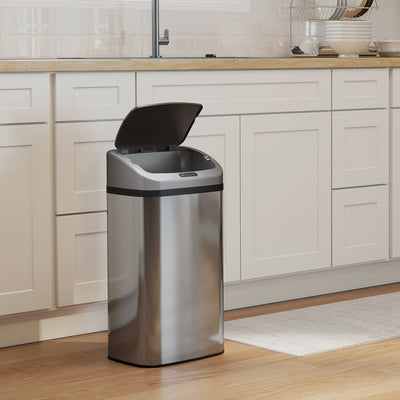 HOMCOM 48L Stainless Steel Sensor Bin - Silver-Tone 