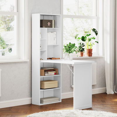 HOMCOM Three-Part Work Desk, with Storage and Writing Board - White 