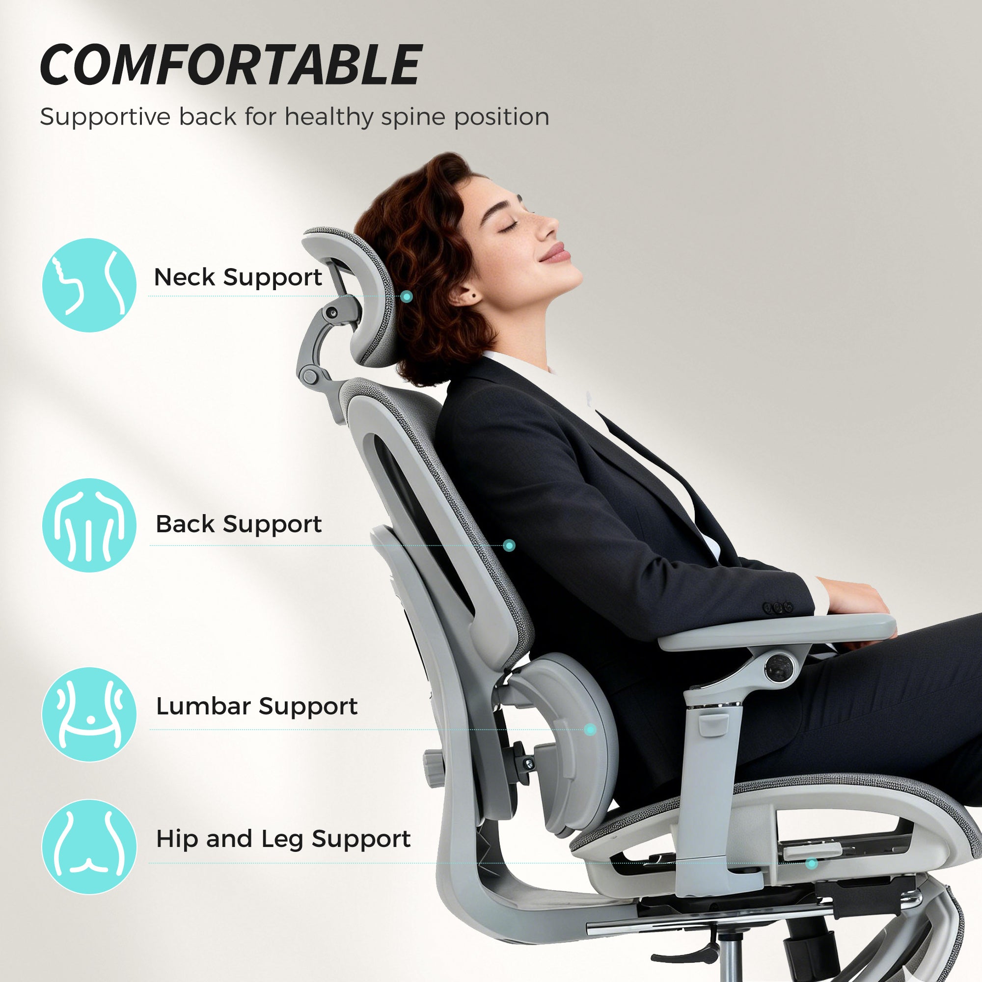 HOMCOM Ergonomic Office Chair, High Back Mesh Desk Chair, Grey 