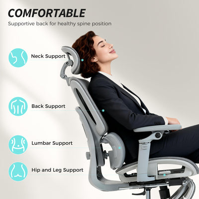 HOMCOM Ergonomic Office Chair, High Back Mesh Desk Chair, Grey 