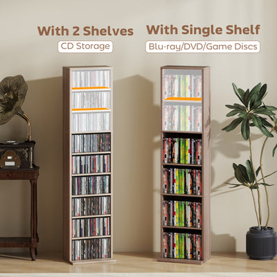 HOMCOM 260 Narrow CD Storage Unit - Natural Wood Finish 