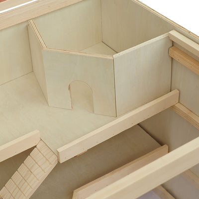 PawHut Wooden Hamster Cage, Small Animals Hutch with Tray, Openable Top, Exercise Play House Pen, 115L x 57W x 55Hcm, Natural 
