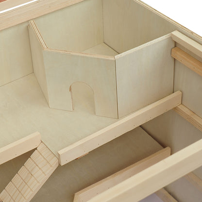 PawHut Wooden Hamster Cage, Small Animals Hutch with Tray, Openable Top, Exercise Play House Pen, 115L x 57W x 55Hcm, Natural 