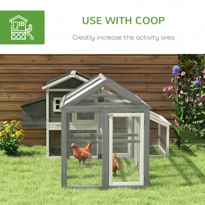 PawHut Large Chicken Run, Wooden Chicken coop, with Combinable Design - Wood Effect 