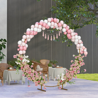 Outsunny 222cm Gold Tone Backdrop Stand, Round Metal Wedding Arch for Birthday Party, Bridal Shower, Graduation, Ceremony 