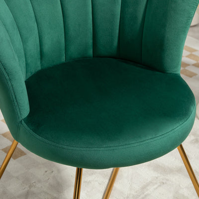 HOMCOM Velvet-Feel Lotus Petal Accent Chair - Green 
