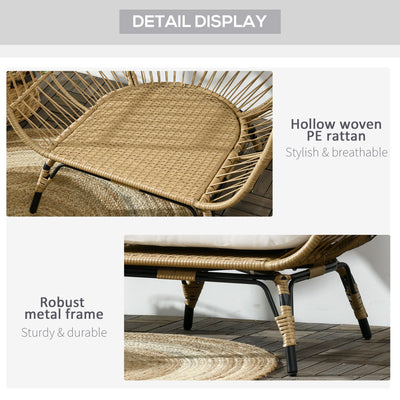 Outsunny Rattan Egg Chair with Cushions and Pillows, Khaki 