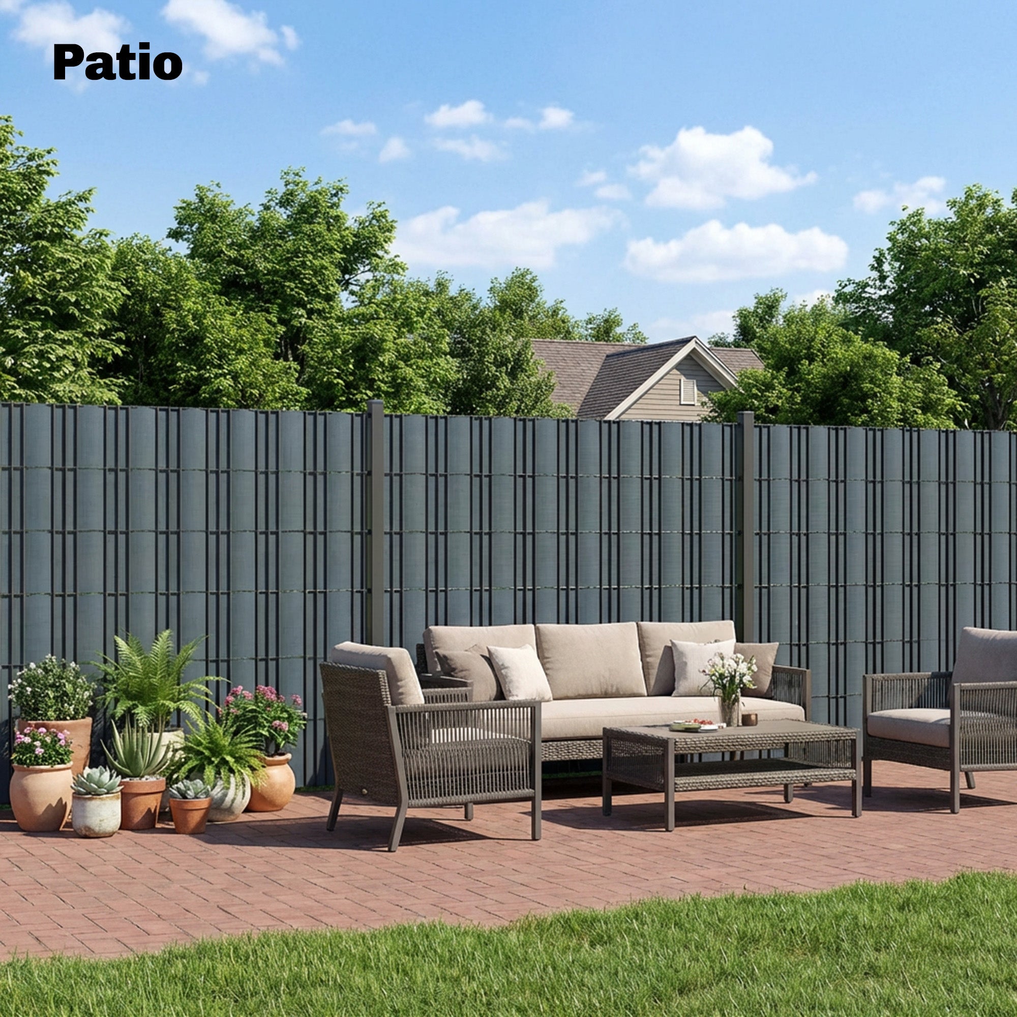 Outsunny 2Pcs Privacy Garden Screen Fence, UV Resistant Waterproof Windbreak Fencing, 35mx19cm, Grey 