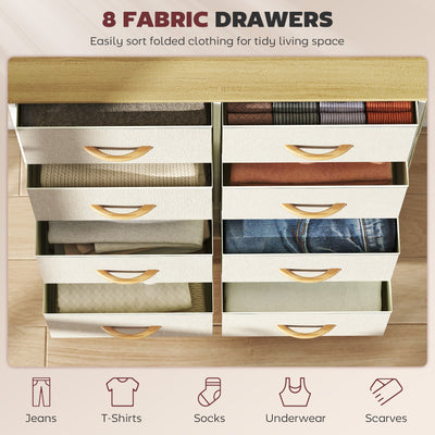 HOMCOM Chest of Eight Fabric Drawers - Beige 