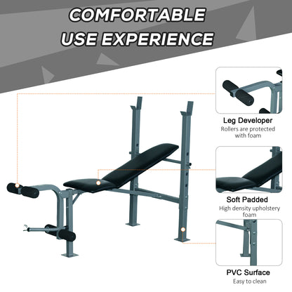 HOMCOM 4-Levels Adjustable Weight Bench Fitness Equipment with Barbell Rack-Black 
