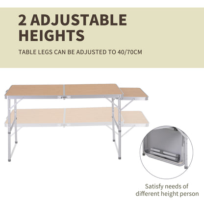Outsunny Aluminium MDF-Top 4ft Folding Portable Outdoor Table Silver 