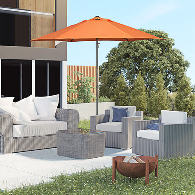 Outsunny 2m Garden Parasol Umbrella, Outdoor Sun Shade with 6 Sturdy Ribs for Balcony, Bench, Garden, Orange 