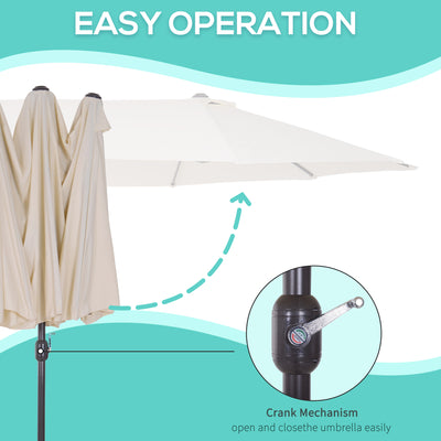 Outsunny 4.6m Double-Sided Patio Parasol Sun Umbrella-Beige 