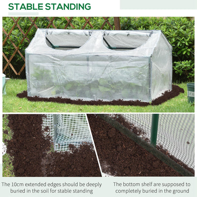 Outsunny Mini Greenhouse Portable Flower Planter Tomato Vegetable House for Garden Backyard with Zipper 120 x 60 x 60 cm, White 