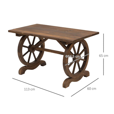Outsunny Outdoor Garden Coffee Table Dinning Table Patio Display Desk Natural Fir Wood Water-Resistant 