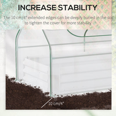 Outsunny Raised Garden Bed with Greenhouse, Steel Planter Box with Plastic Cover, Roll Up Window, Dual Use for Flowers, Vegetables, Fruits and Herbs, 185L x 95W x 92H cm, Clear 