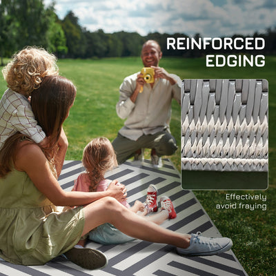 Outsunny Plastic Straw Reversible RV Outdoor Rug with Carry Bag, 182 x 274cm, Grey and Cream 