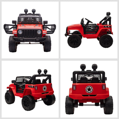HOMCOM Kids Electric Ride On Car 12V Off Road Toy with Parental Remote Control 2 Motors Horn Lights Suspension Wheels for 3-6 Years Old Red 
