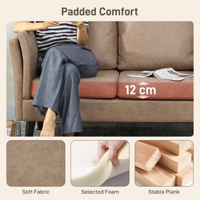 HOMCOM Two-Seater Leathaire Sofa - Light Brown 