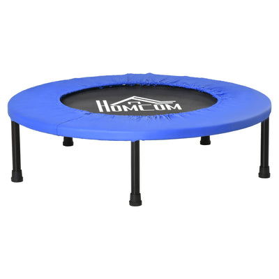 HOMCOM 32" Mini Fitness Trampoline Home Gym Yoga Exercise Rebounder Indoor Outdoor Jumper with Safety Pad, Support Up to 100 KG, Blue and Black 
