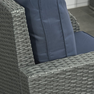 Outsunny Six-piece Outdoor Rattan Dining Set, with Reclining Armchairs - Blue 