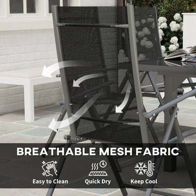 Outsunny 7 Piece Outdoor Dining Set with Extendable Table and 6 Folding Chairs for Patio, Balcony, Deck, Grey 
