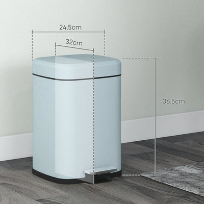 HOMCOM 12L Modern Boxy Metal Home Kitchen Bin - Light Green 