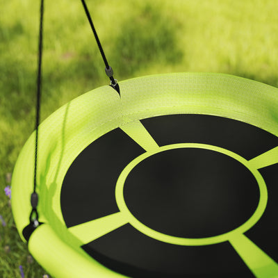 AIYAPLAY 100cm Diameter Nest Swing Seat for Kids with Height Adjustable Hanging Ropes for Outdoor, Playground, Garden, Green 