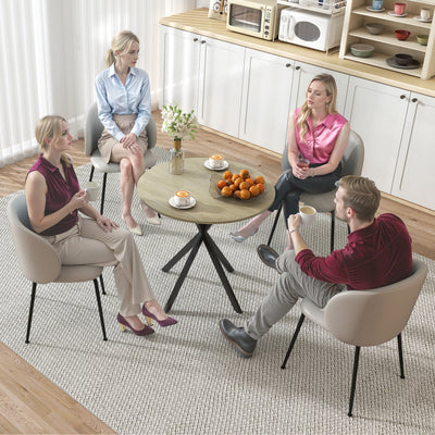 HOMCOM 80cm Industrial Round Dining Table - White Oak 