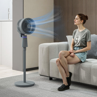 HOMCOM Pedestal Air Circulation Fan with Oscillating, Light Off, Grey 