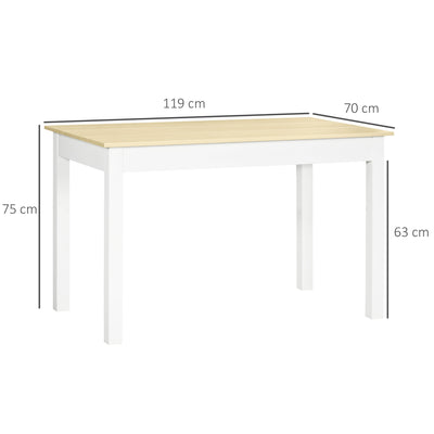 HOMCOM Dining Table for 4 to 6, Modern Kitchen Table with Wood Effect Tabletop, Thick Legs, 120cm, Oak Wood Grain 