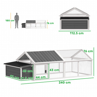 PawHut Wooden Chicken Coop with Nesting Box, Openable Roof, for 4-8 Chickens, White 