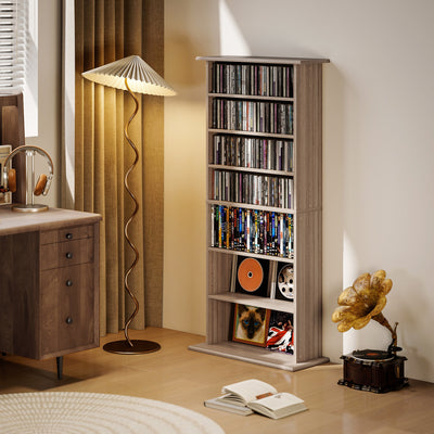 HOMCOM 360 CD Storage Unit - Natural Wood Finish 