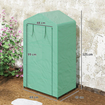 Outsunny 3 Tier Mini Greenhouse Portable Garden Grow House with Roll Up Door and Wire Shelves, 69 x 49 x 125 cm, Green 